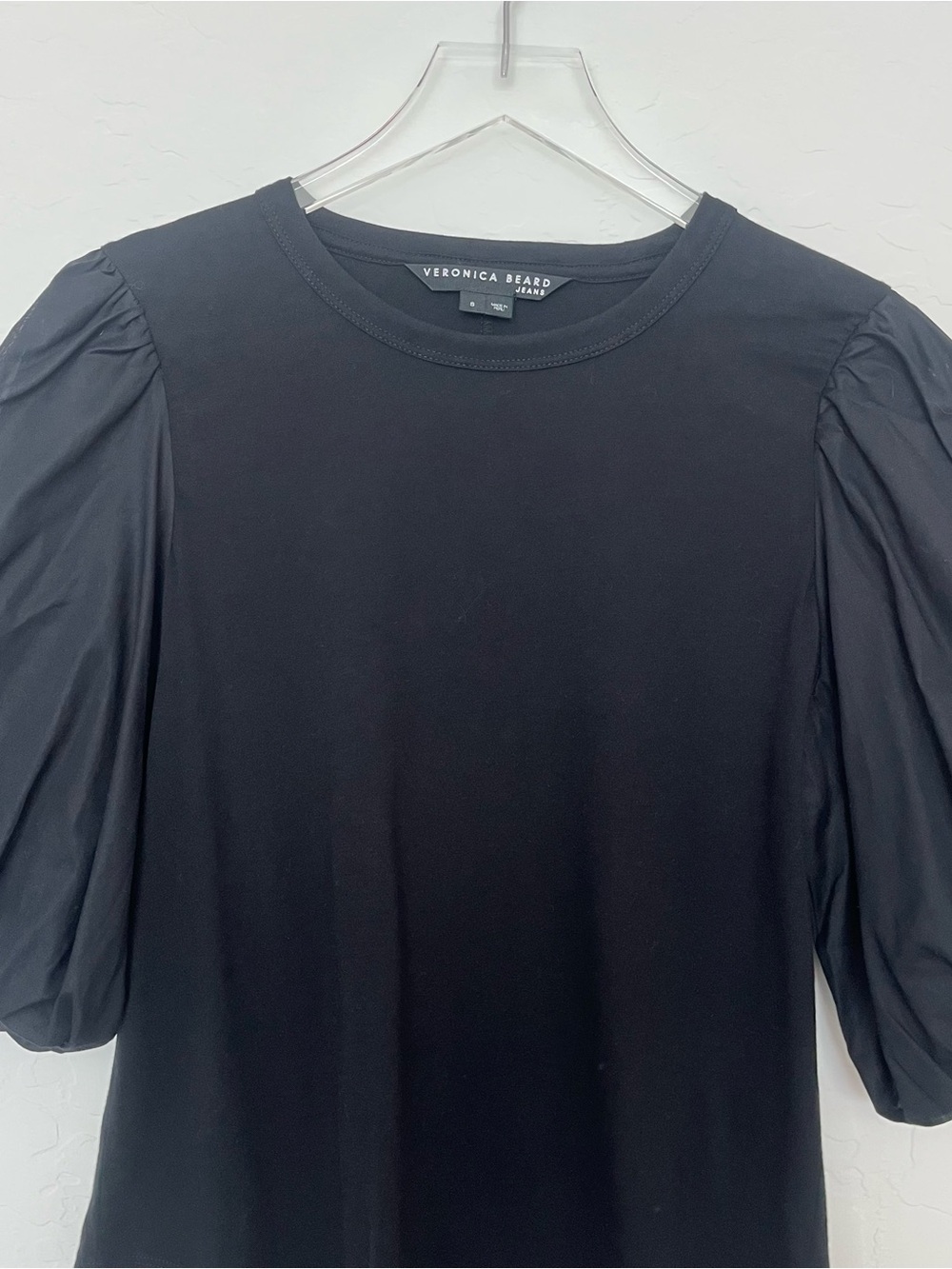 Veronica Beard Black Puff-Sleeve Crewneck Top - Picture 4 of 10